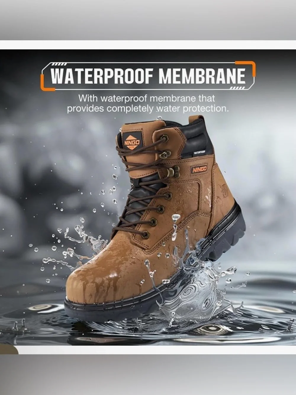 Waterproof Steel Toe Work Boots for Men, EH Rated, Puncture Proof , SIZE 8 M